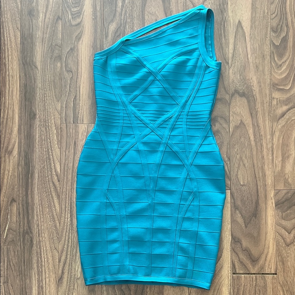 Source Unknown Teal One-Shoulder Dress